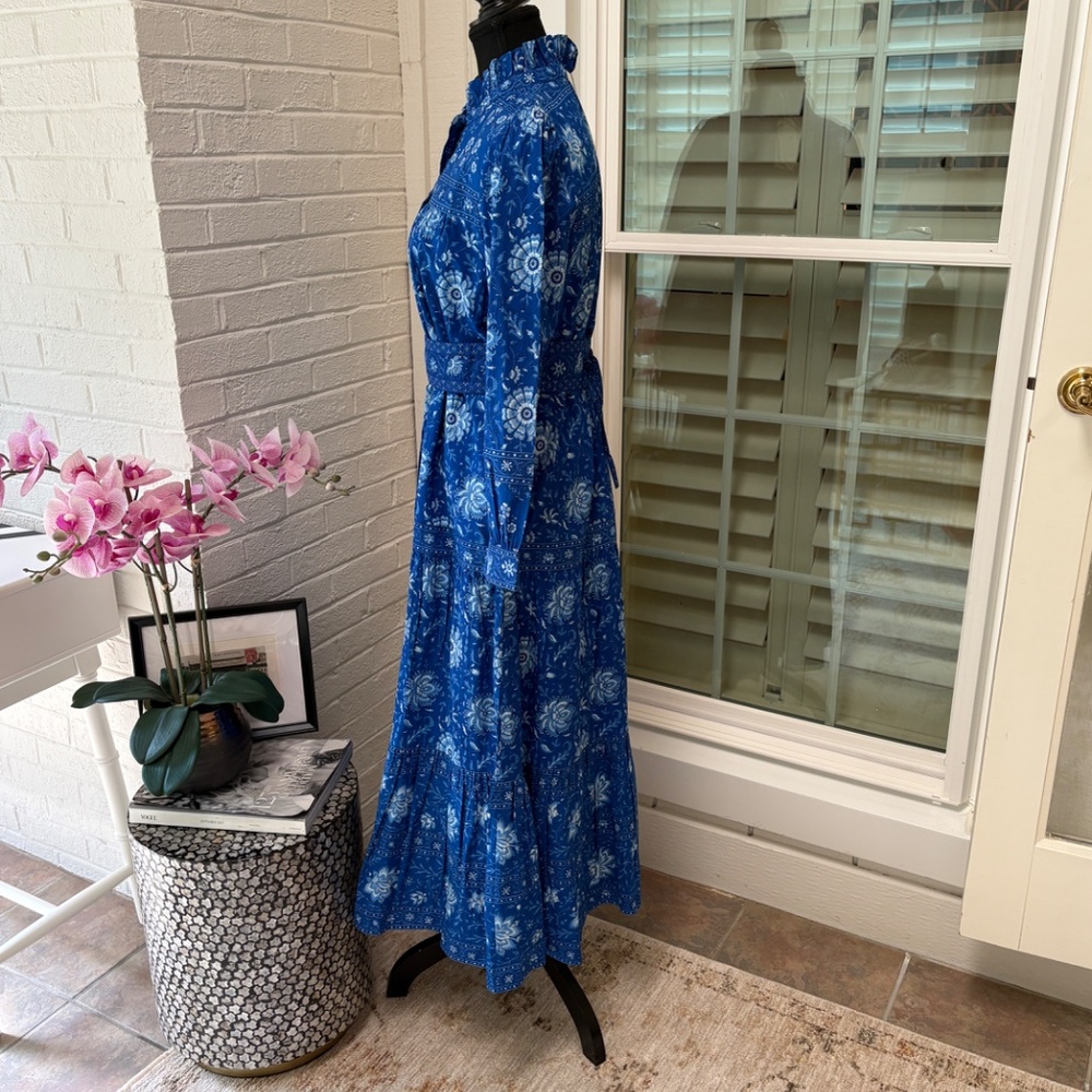 Pink City Prints Margot Blue Maxi Dress -Size Medium NWT - Picture 4 of 7